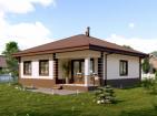 Одноэтажный дом с террасой, 3 спальнями и отделкой штукатуркой